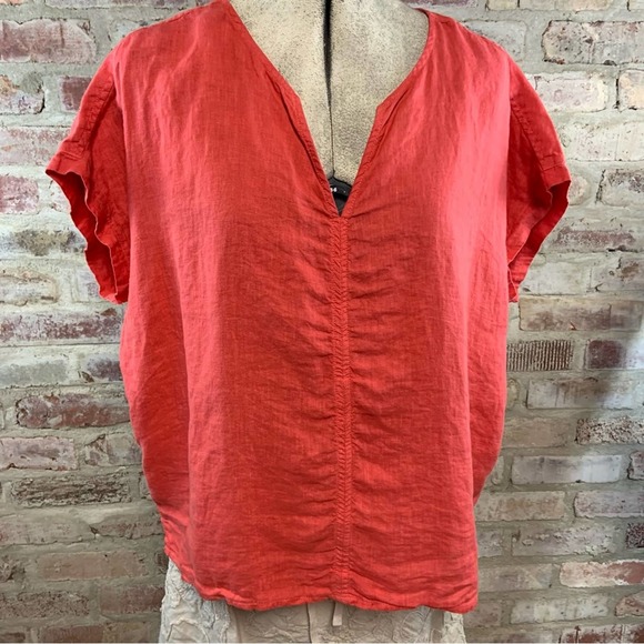 Tahari coral linen top large - Picture 1 of 4
